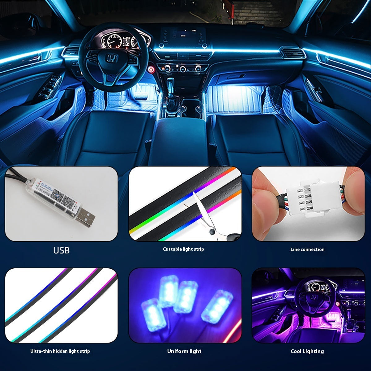 Magic Color Car Interior Central Control Ambience Light Modification - JUCE