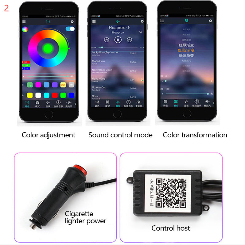 Car Fiber Optic Ambient Light Modified Car Interior Cool Light APP Rhythm Light - JUCE