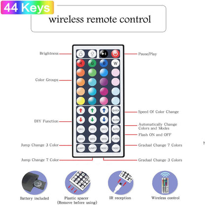 LED Strip Lights Lamp 5050 RGB Flexible Tape Diode 5M Controller Room Decor TV Computer BackLight Decoration Christmas - JUCE