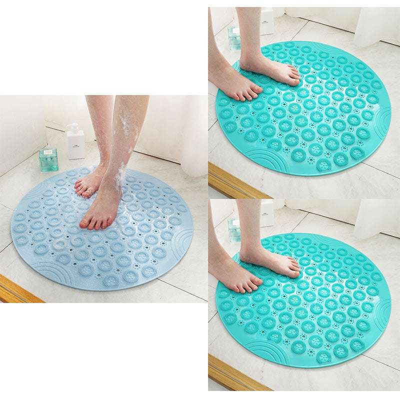Textured Surface Round Shower Mat Anti-Slip Bath Mats With Drain Hole Massage Round In Middle For Shower Stall - JUCE