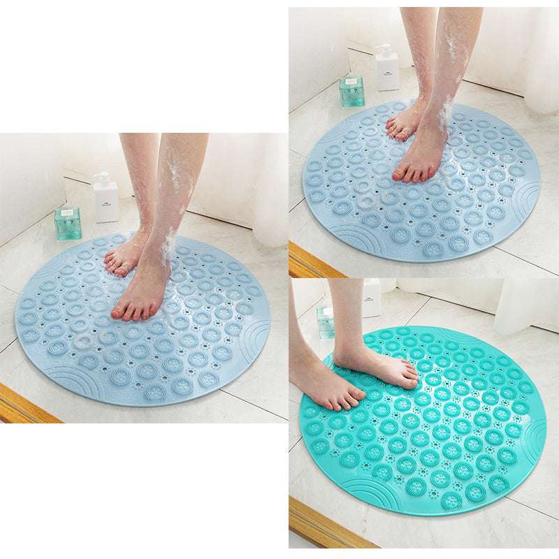 Textured Surface Round Shower Mat Anti-Slip Bath Mats With Drain Hole Massage Round In Middle For Shower Stall - JUCE