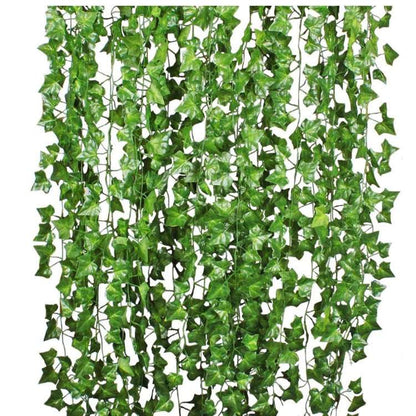 Green Silk Artificial Hanging Leaf Garland Plants Vine Leaves Diy For Home Wedding Party Bathroom Garden Decoration - JUCE