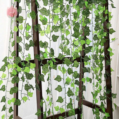 Green Silk Artificial Hanging Leaf Garland Plants Vine Leaves Diy For Home Wedding Party Bathroom Garden Decoration - JUCE