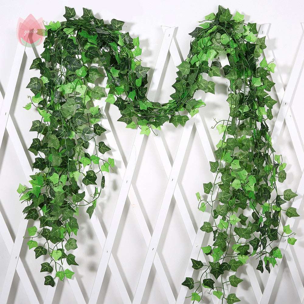 Green Silk Artificial Hanging Leaf Garland Plants Vine Leaves Diy For Home Wedding Party Bathroom Garden Decoration - JUCE