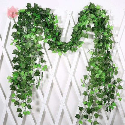 Green Silk Artificial Hanging Leaf Garland Plants Vine Leaves Diy For Home Wedding Party Bathroom Garden Decoration - JUCE