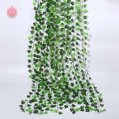 Green Silk Artificial Hanging Leaf Garland Plants Vine Leaves Diy For Home Wedding Party Bathroom Garden Decoration - JUCE