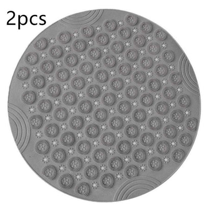 Textured Surface Round Shower Mat Anti-Slip Bath Mats With Drain Hole Massage Round In Middle For Shower Stall - JUCE