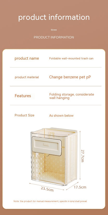 Household Kitchen Folding Trash Can Wall Hanging Punch-free Trash Can - JUCE