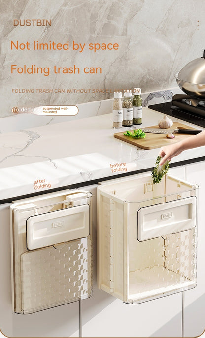Household Kitchen Folding Trash Can Wall Hanging Punch-free Trash Can - JUCE