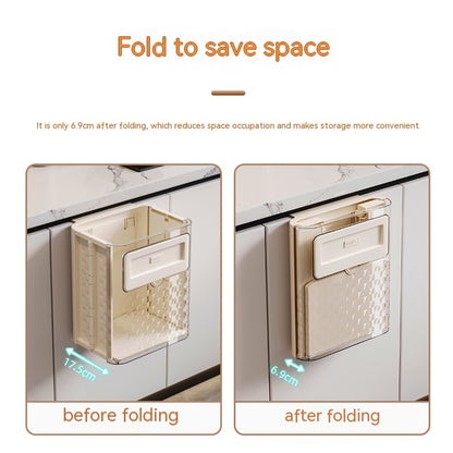 Household Kitchen Folding Trash Can Wall Hanging Punch-free Trash Can - JUCE
