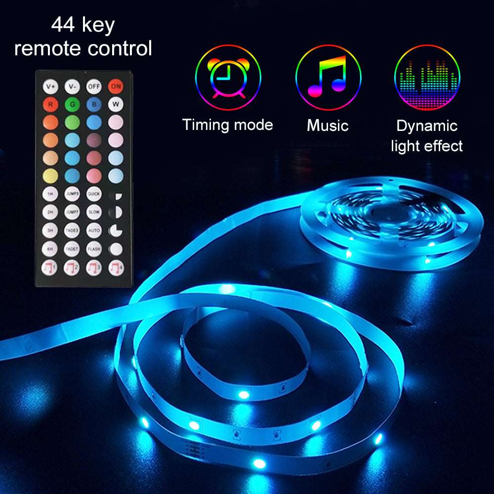 LED Strip Lights Lamp 5050 RGB Flexible Tape Diode 5M Controller Room Decor TV Computer BackLight Decoration Christmas - JUCE