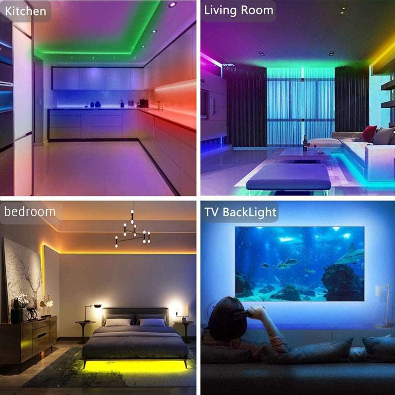 LED Strip Lights Lamp 5050 RGB Flexible Tape Diode 5M Controller Room Decor TV Computer BackLight Decoration Christmas - JUCE