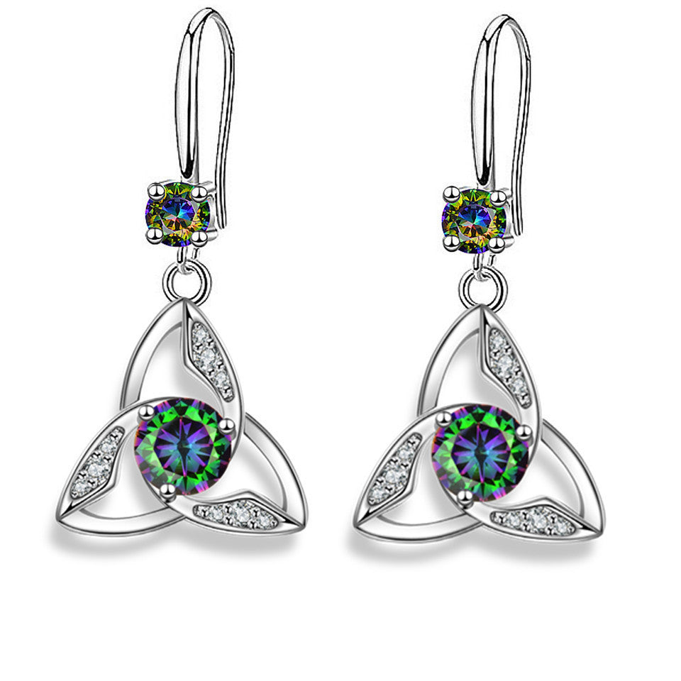 Trendy Unique Geometric Triangle Inlaid Multi-color Earrings - JUCE