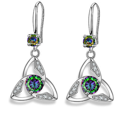 Trendy Unique Geometric Triangle Inlaid Multi-color Earrings - JUCE