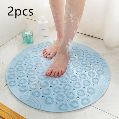 Textured Surface Round Shower Mat Anti-Slip Bath Mats With Drain Hole Massage Round In Middle For Shower Stall - JUCE