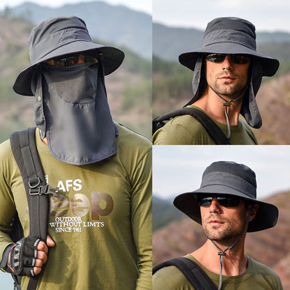 Multipurpose Outdoor Climbing Fishing Tourism Brim Sun Fisherman Hat Summer Men Multifunction Bucket Hat Sun Protection Cap - JUCE