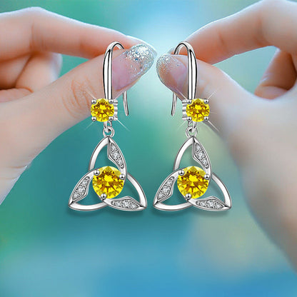 Trendy Unique Geometric Triangle Inlaid Multi-color Earrings - JUCE
