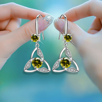 Trendy Unique Geometric Triangle Inlaid Multi-color Earrings - JUCE