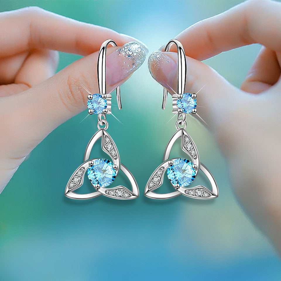 Trendy Unique Geometric Triangle Inlaid Multi-color Earrings - JUCE
