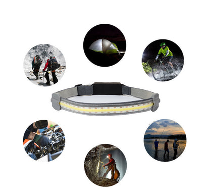 COB Headlight Red Light Warning Portable Headlight USB Rechargeable Headlight Flashlight 3 Lighting Modes Working Light - JUCE