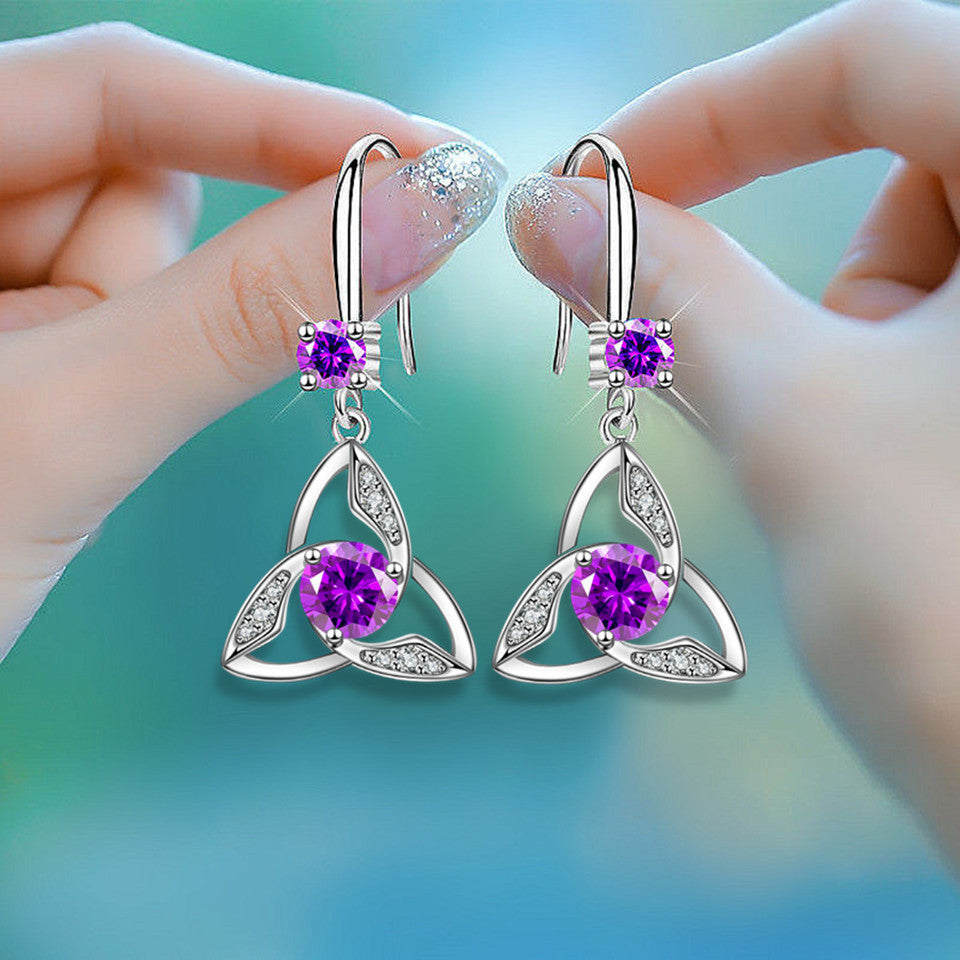 Trendy Unique Geometric Triangle Inlaid Multi-color Earrings - JUCE
