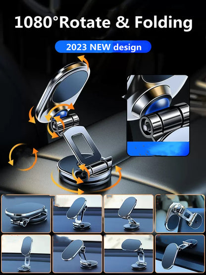 Rotate Metal Magnetic Car Phone Holder Foldable Universal Mobile Phone Stand Air Vent Magnet Mount GPS Support - JUCE