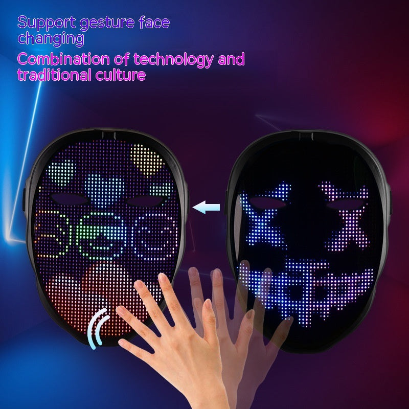 Halloween Face Masks Full Color LED Luminous Mask Face Changing Mask Party Bar Props - JUCE