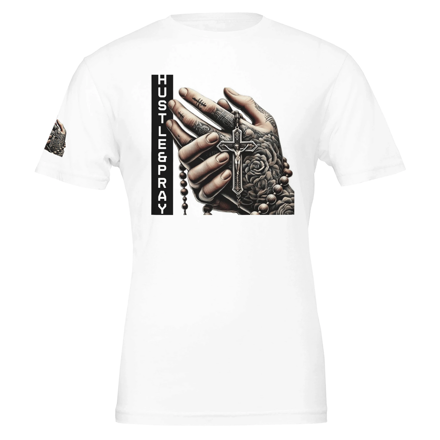 Premium Unisex Crewneck Graphic Tee | HUSTLE & PRAY - JUCE