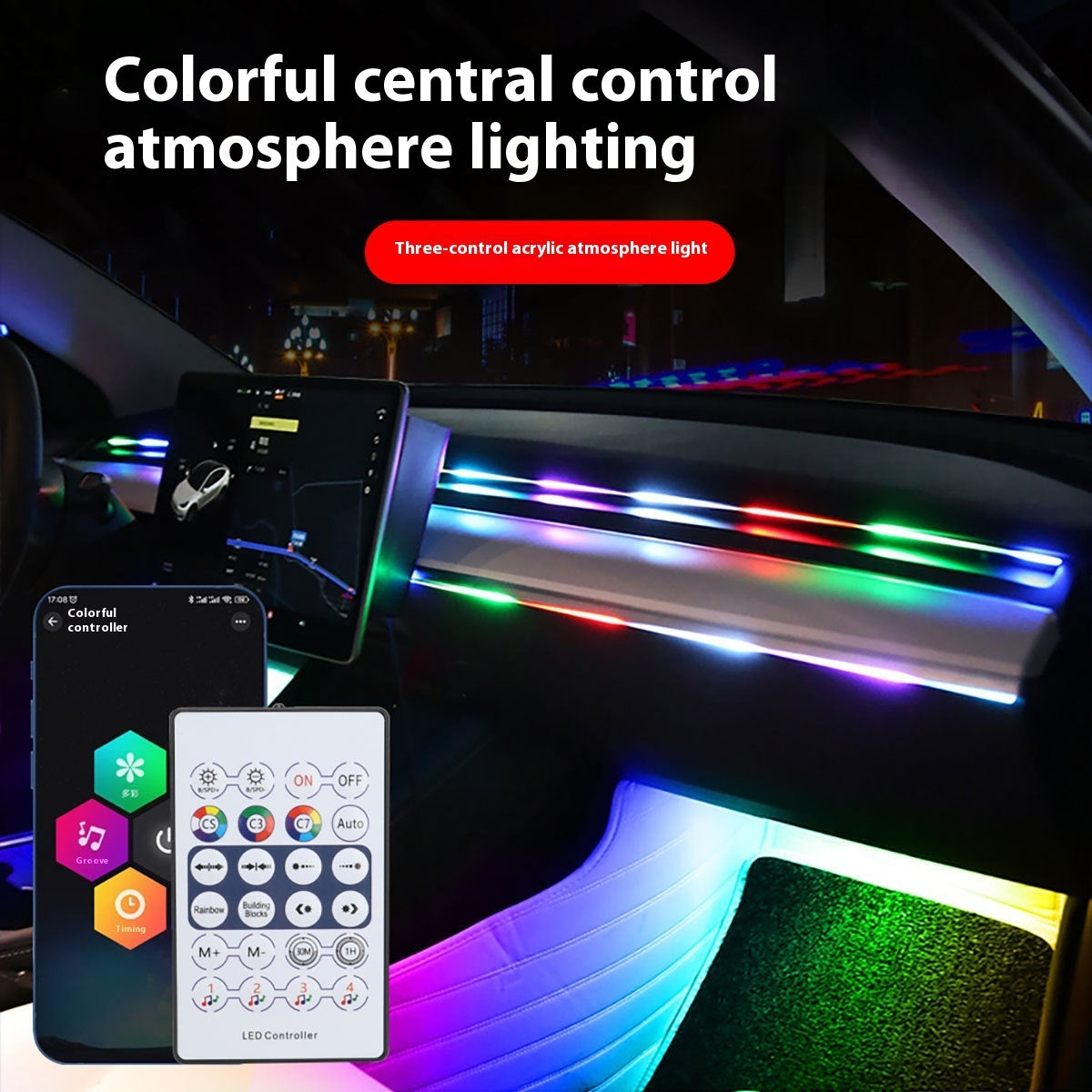 Magic Color Car Interior Central Control Ambience Light Modification - JUCE