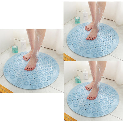 Textured Surface Round Shower Mat Anti-Slip Bath Mats With Drain Hole Massage Round In Middle For Shower Stall - JUCE