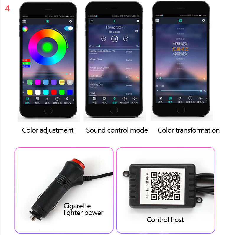 Car Fiber Optic Ambient Light Modified Car Interior Cool Light APP Rhythm Light - JUCE