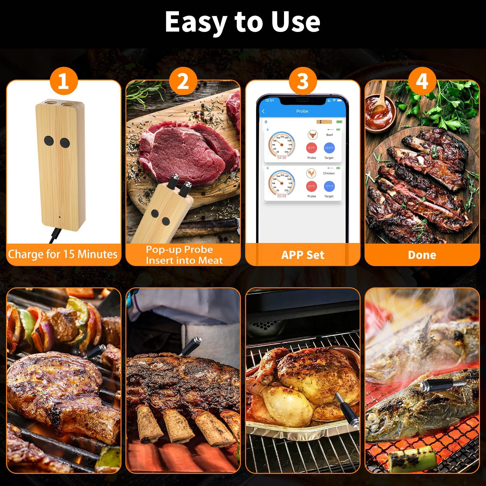 Smart Wireless Bluetooth Barbecue Barbecue Thermometer - JUCE