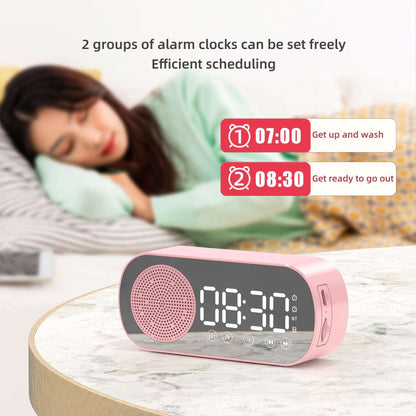 BT Music Alarm Clocks Mirror FM Radio LED Digital Clock 2 Alarm Snooze 24H Electronic Watch Dimming Table Phone Stand USB Clocks - JUCE