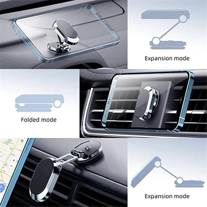 Rotate Metal Magnetic Car Phone Holder Foldable Universal Mobile Phone Stand Air Vent Magnet Mount GPS Support - JUCE