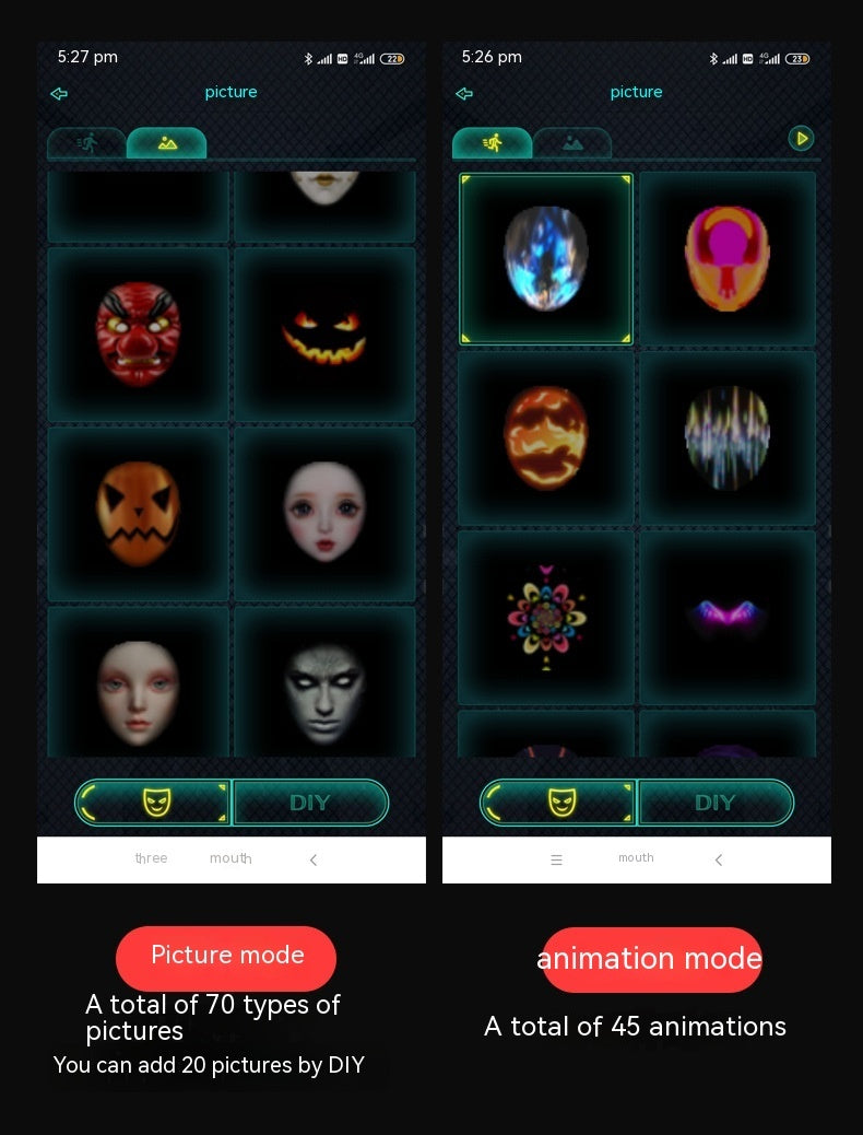 Halloween Face Masks Full Color LED Luminous Mask Face Changing Mask Party Bar Props - JUCE
