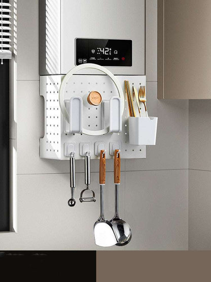 Kitchen Punch-free Wall Mounted Utensil Storage Organizers Rack Shelf Wall Hung Boiler Water Heater Cord Shelter Plate - JUCE