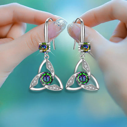 Trendy Unique Geometric Triangle Inlaid Multi-color Earrings - JUCE
