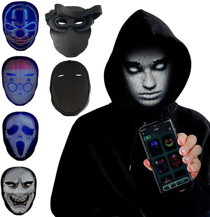 Halloween Face Masks Full Color LED Luminous Mask Face Changing Mask Party Bar Props - JUCE