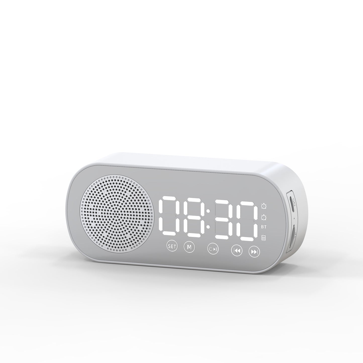 BT Music Alarm Clocks Mirror FM Radio LED Digital Clock 2 Alarm Snooze 24H Electronic Watch Dimming Table Phone Stand USB Clocks - JUCE