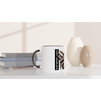 Coffee Mug with Color Inside: HUSTLE AND PRAY - JUCE