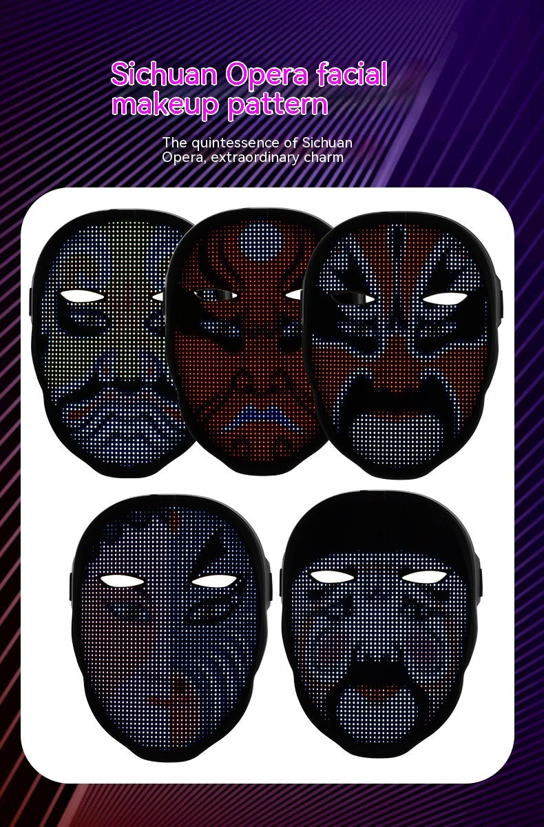 Halloween Face Masks Full Color LED Luminous Mask Face Changing Mask Party Bar Props - JUCE