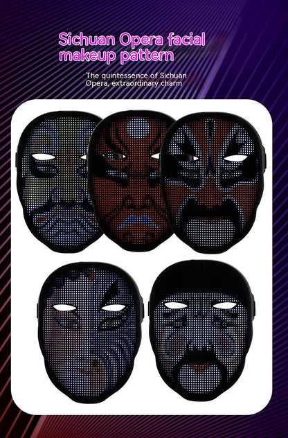 Halloween Face Masks Full Color LED Luminous Mask Face Changing Mask Party Bar Props - JUCE