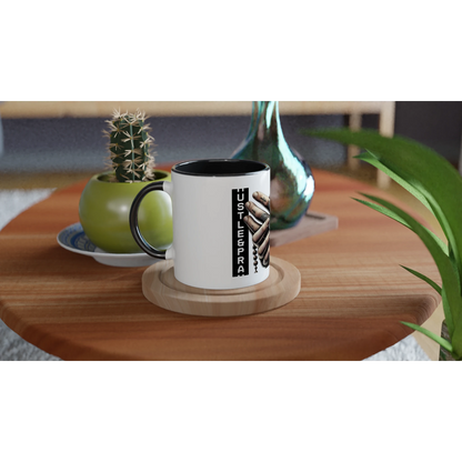 Coffee Mug with Color Inside: HUSTLE AND PRAY - JUCE