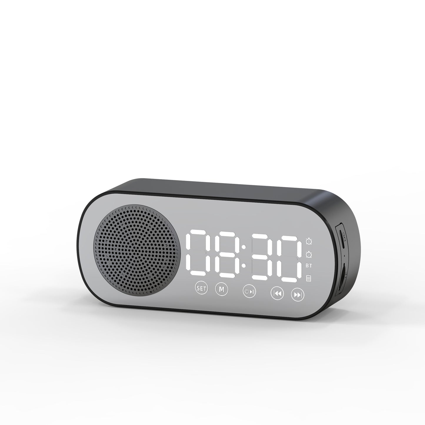 BT Music Alarm Clocks Mirror FM Radio LED Digital Clock 2 Alarm Snooze 24H Electronic Watch Dimming Table Phone Stand USB Clocks - JUCE